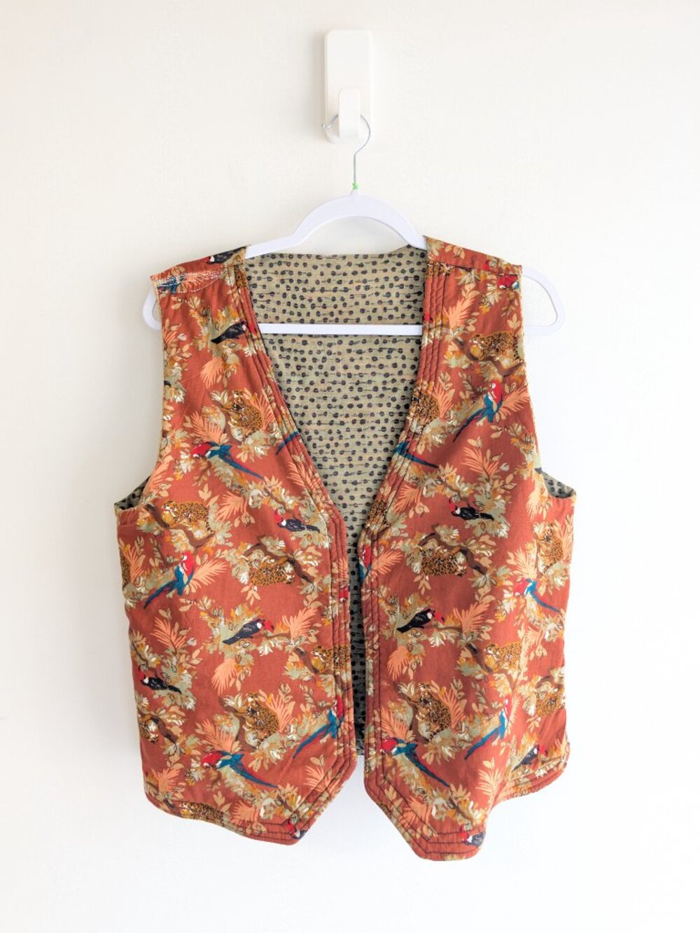 Handcrafted Upcycled Burlap Reversible Vest - Picture 8 of 11